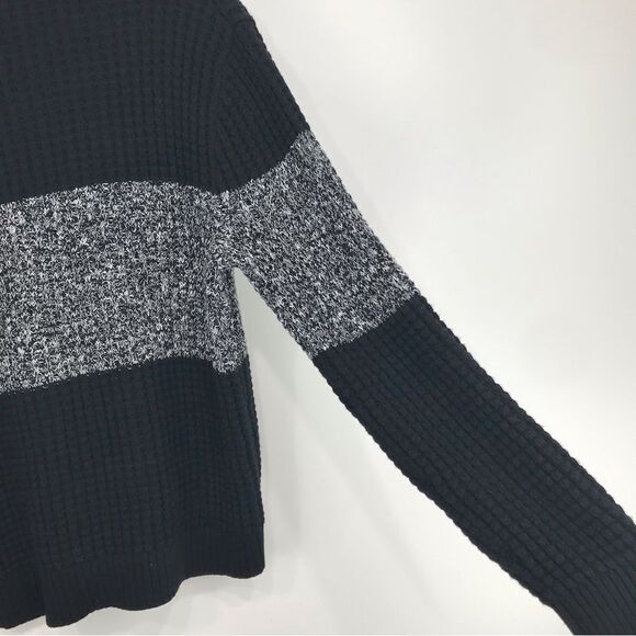 Gap Black Marled Colorblock Chunky Knit Pullover Collared Sweater - Picture 10 of 14